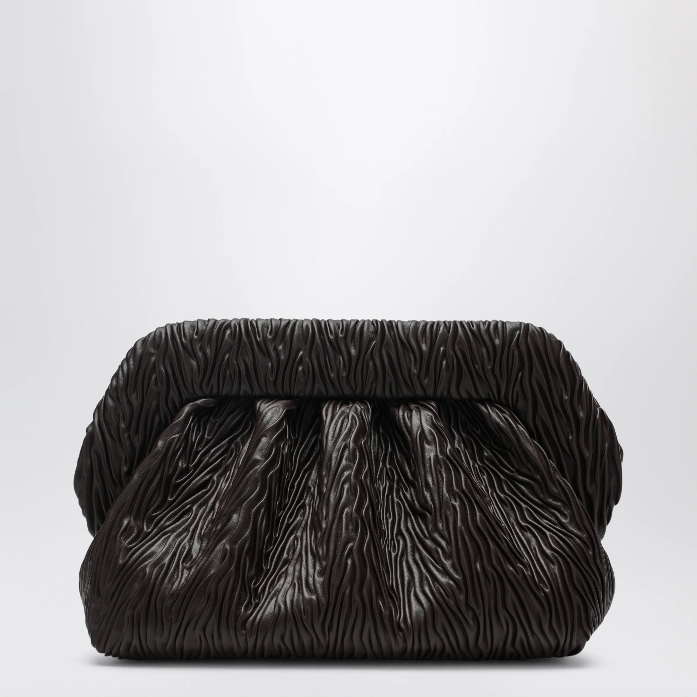 THEMOIRè Bios embossed vegan leather clutch in brown