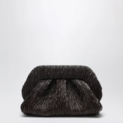 THEMOIRè Brown Gathered Vegan Leather Clutch Handbag