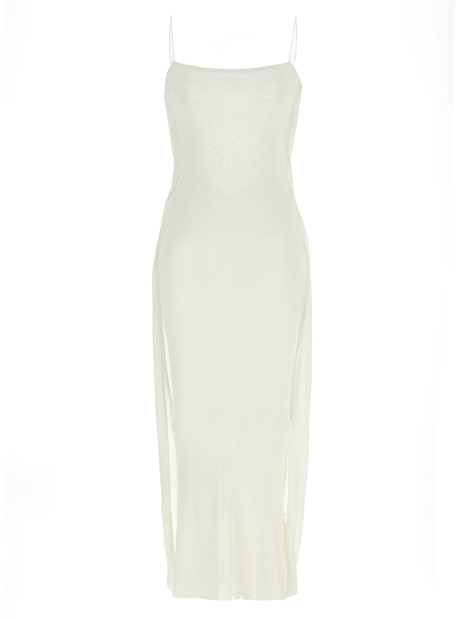 Jacquemus La Robe Maille Plumetis Dress — White Midi