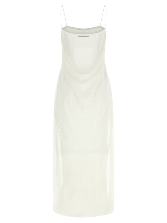 Jacquemus La Robe Maille Plumetis Dress — White Midi