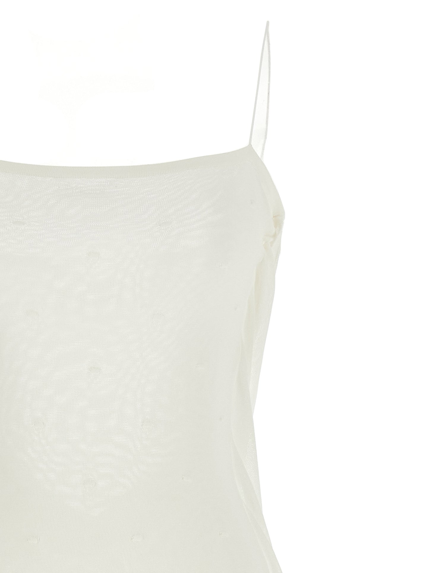 Jacquemus La Robe Maille Plumetis Dress — White Midi