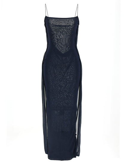 Jacquemus La Robe Maille Plumetis Dress — Blue Dress