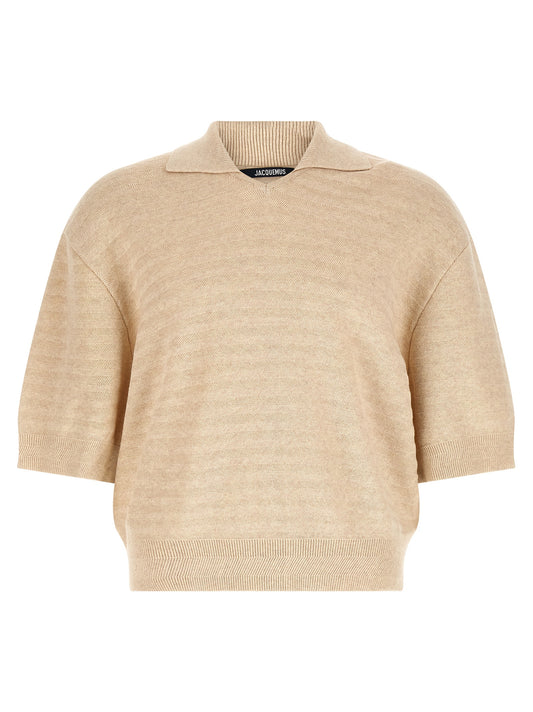 Jacquemus Le Polo Maille Chevron Polo Shirt — Men's Beige
