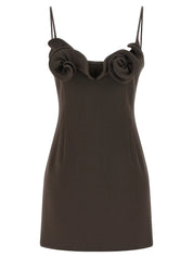 Magda Butrym Mini Dress 38 — Brown Wool Blend