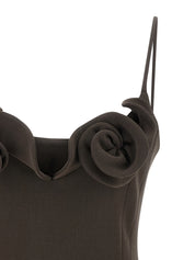 Magda Butrym Mini Dress 38 — Brown Wool Blend