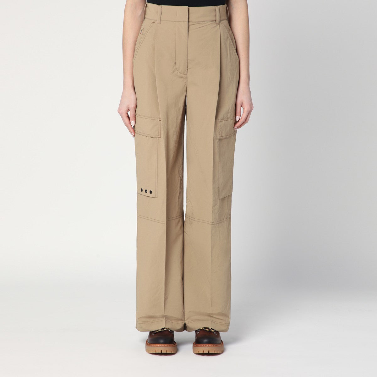 Moncler Grenoble beige cargo pants in technical fabric