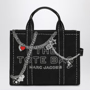 Marc Jacobs The Small Tote Bag in black canvas with chain print