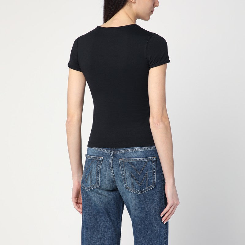 Camiseta negra Marc Jacobs con logo y microcristales