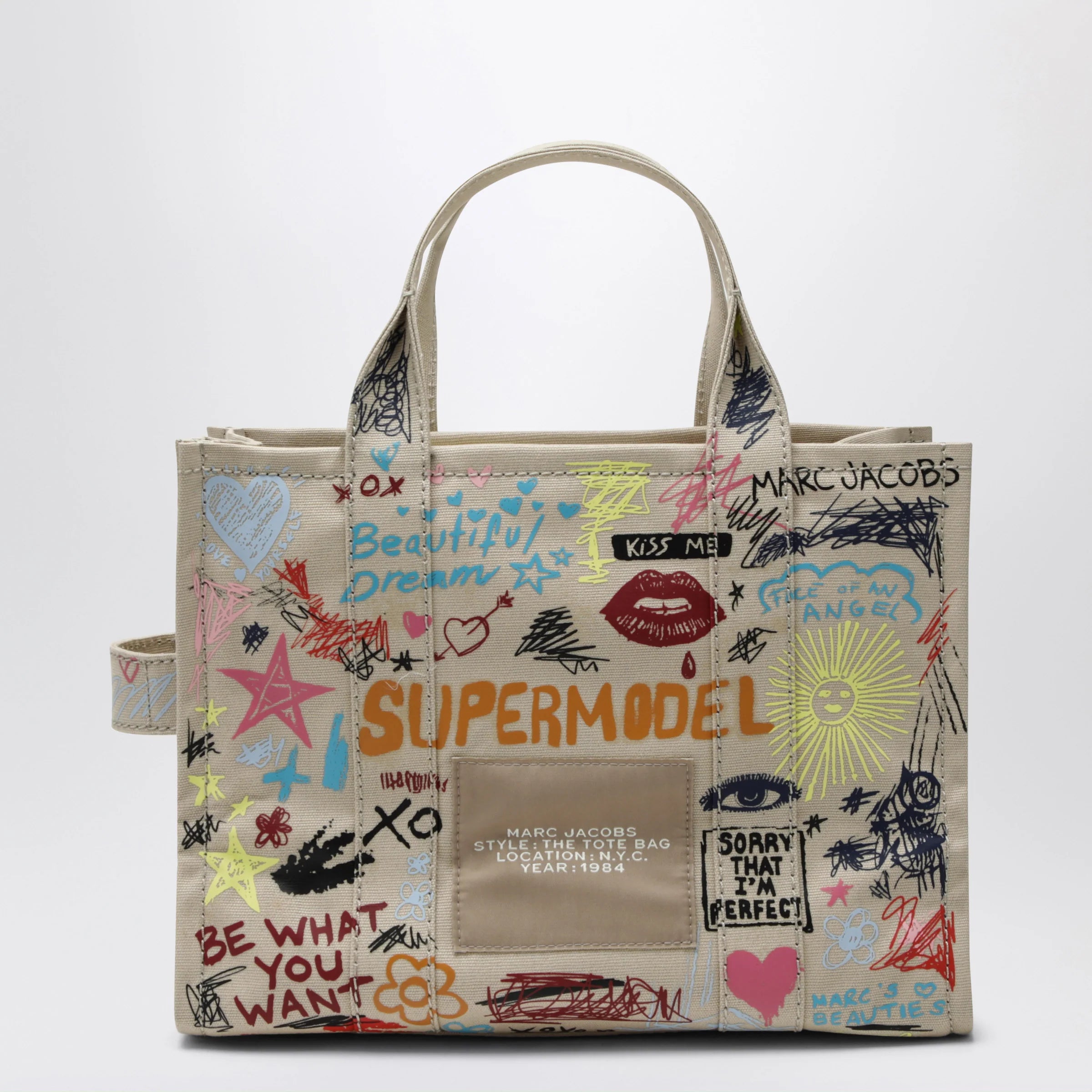 Marc Jacobs The Tote Bag medium beige with punk lettering