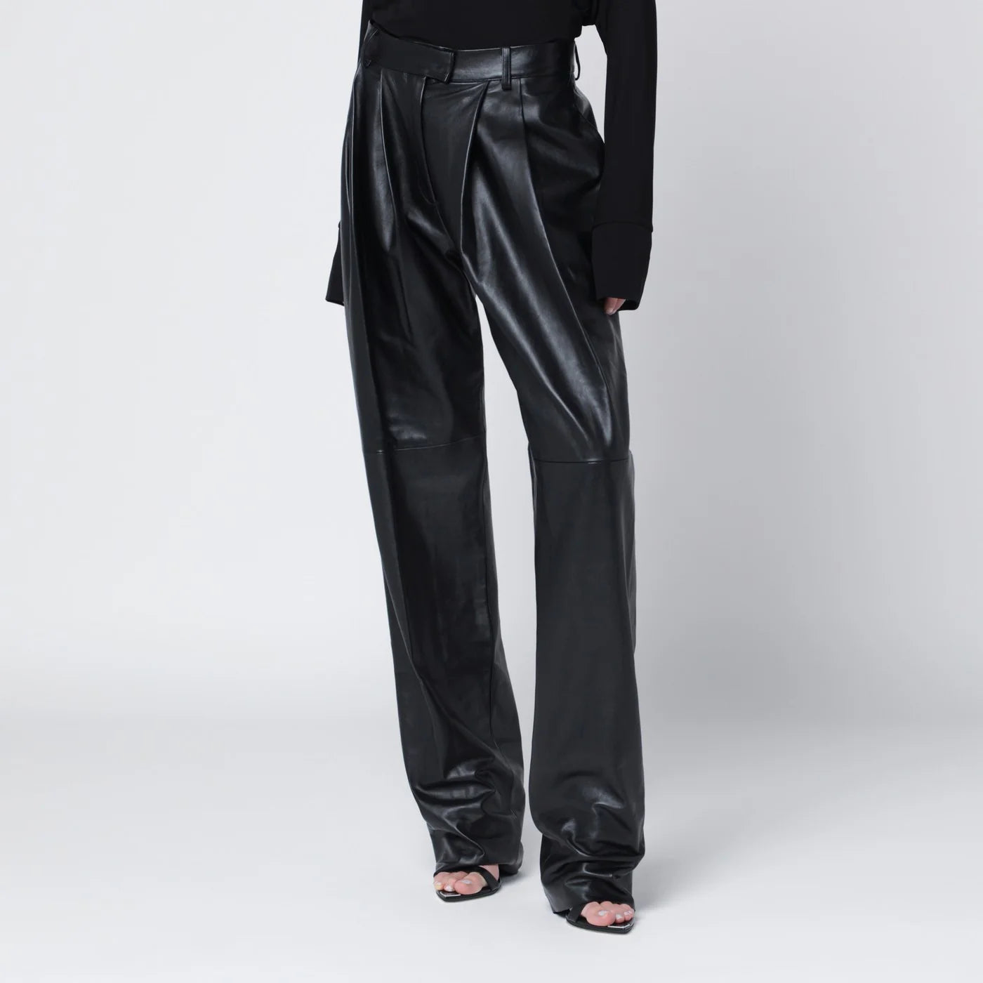 Francesco Murano Black Faux Leather Trousers — Women’s