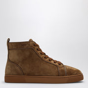Christian Louboutin Louis High-Top Sneakers — Brown Suede