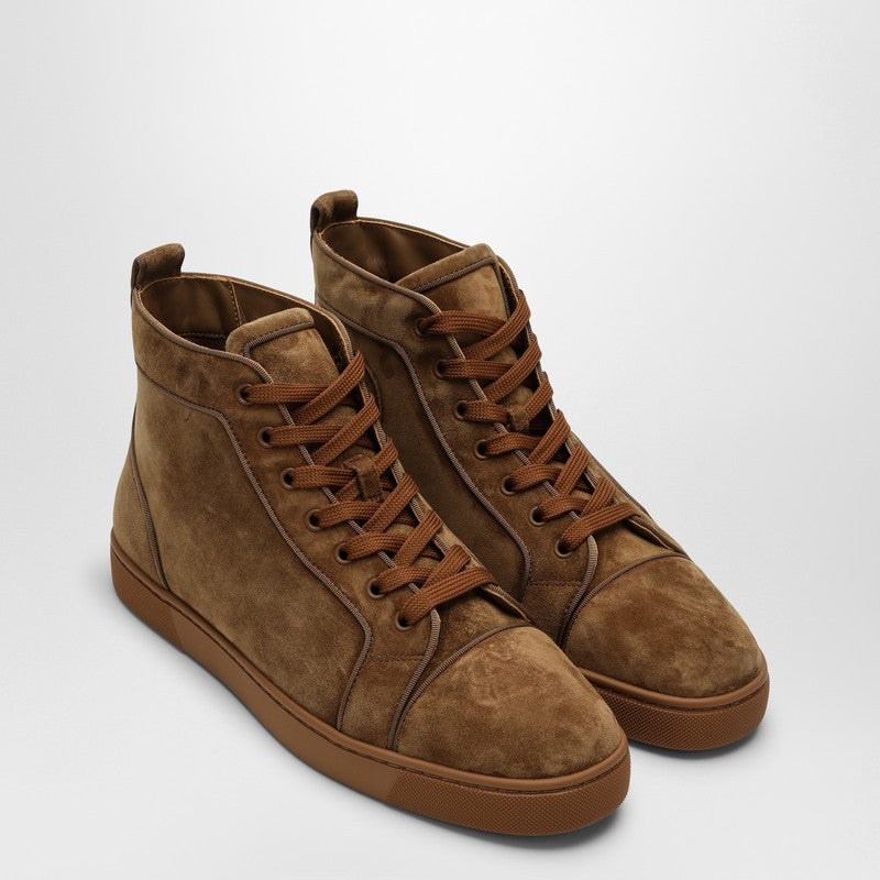 Christian Louboutin Louis High-Top Sneakers — Brown Suede