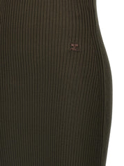 Courreges Twist Rib Knit Long Dress