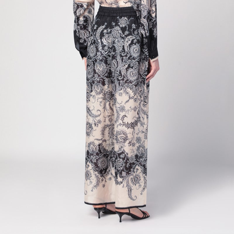 Zimmermann Rhiannon trousers in cream silk print