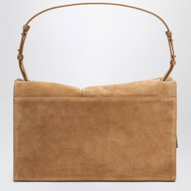 Bolso de hombro pequeño y holgado de ante beige de Christian Louboutin