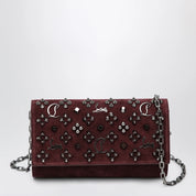 Christian Louboutin Paloma studded suede wallet on chain Burgundy