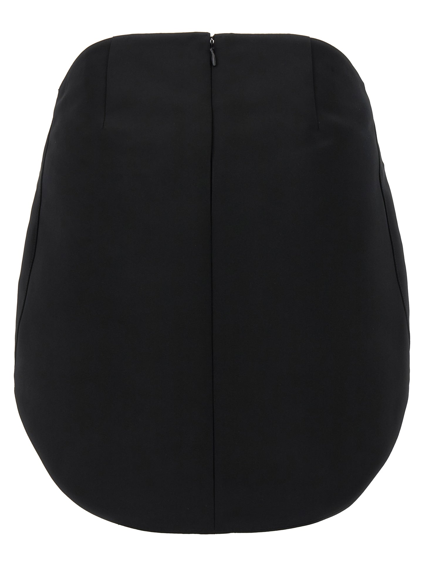 Courreges Circle Satin Skirt — Mini Black Skirt