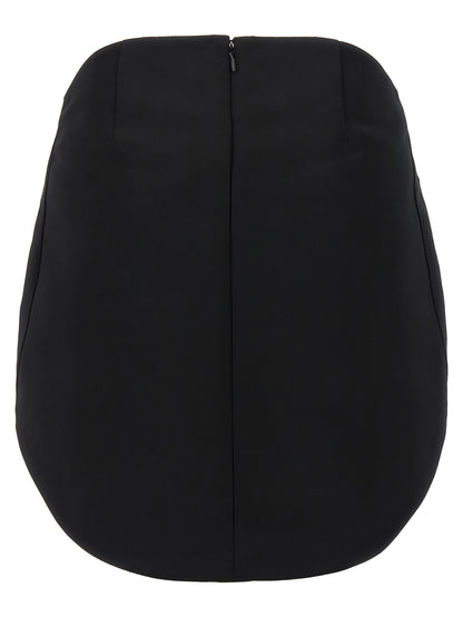 Courreges Circle Satin Skirt — Mini Black Skirt