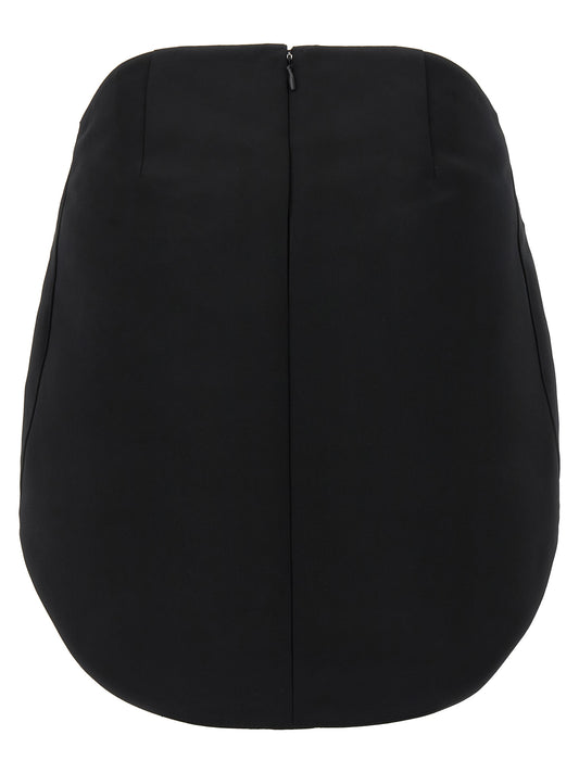 Courreges Circle Satin Skirt — Mini Black Skirt