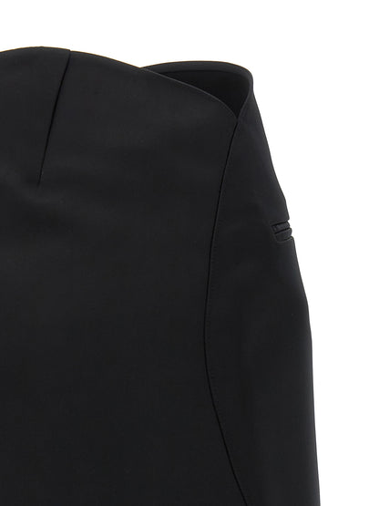 Courreges Circle Satin Skirt — Mini Black Skirt