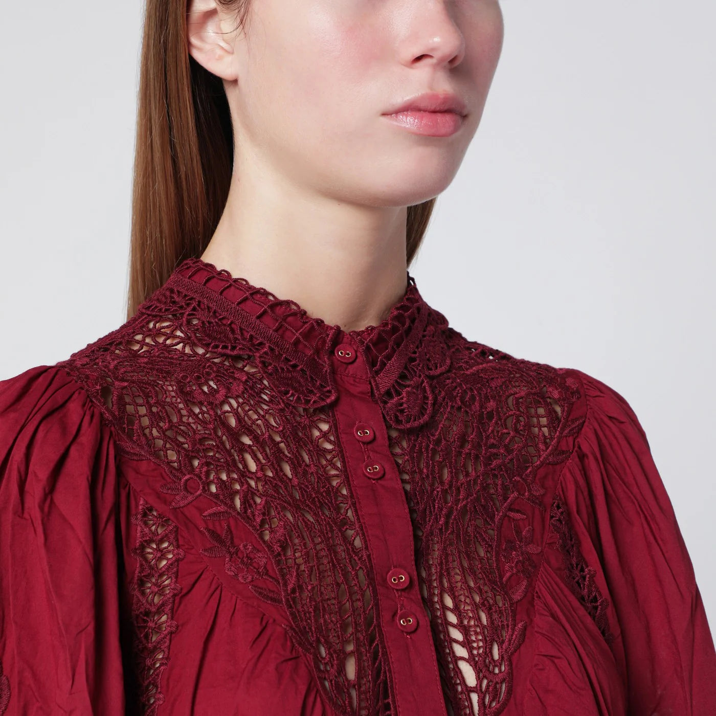 FARM Rio Berry Garden blouse in guipure lace