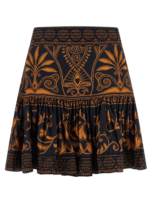 Farm Rio Cornely Anika Black Skirt — Mini Floral Skirt
