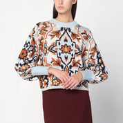 FARM Rio Light blue sweater with tapestry detail