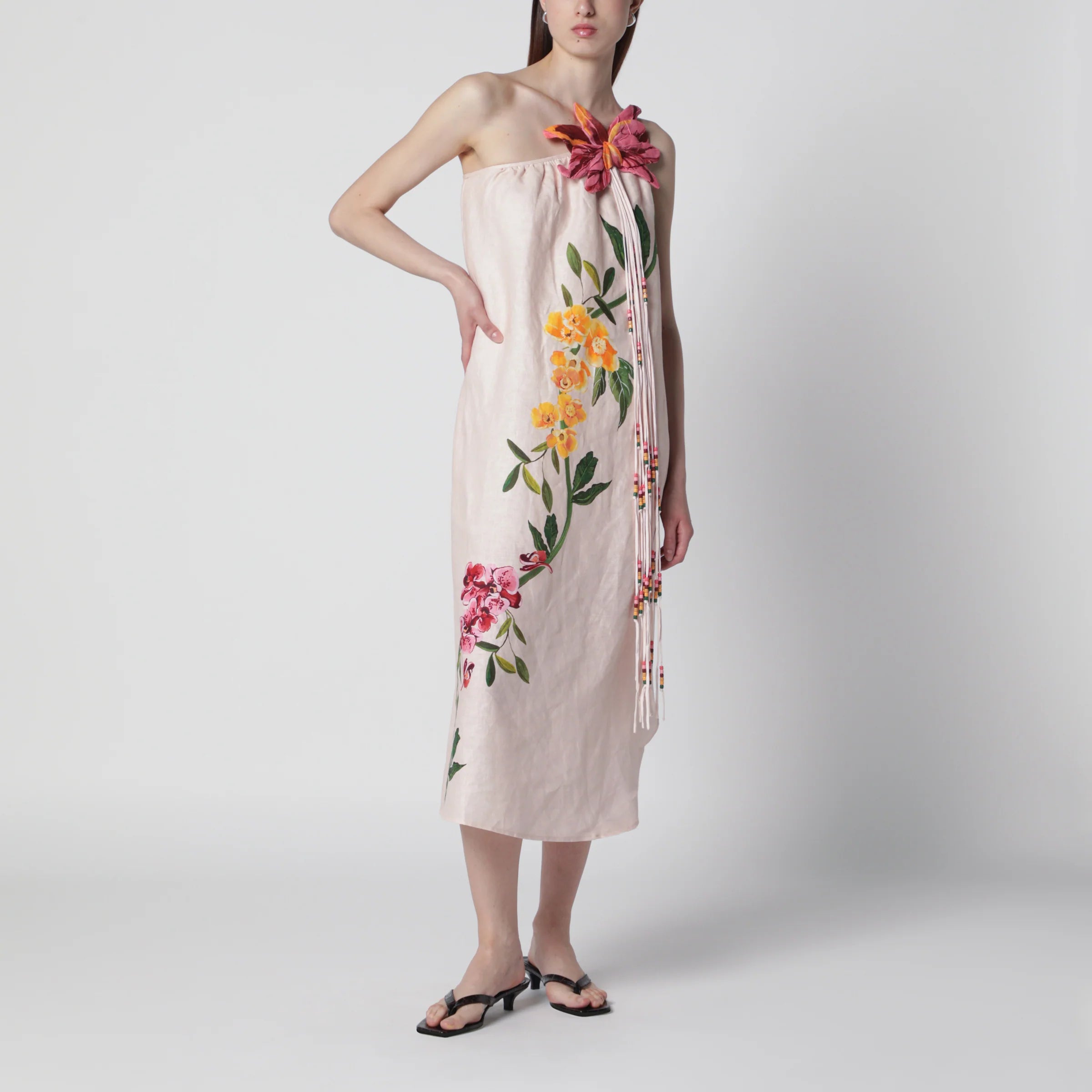 FARM Rio Garden Terrace floral-print linen maxi dress
