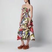 FARM Rio Sand Florart strapless cotton dress