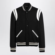 Saint Laurent Black/white wool bomber jacket
