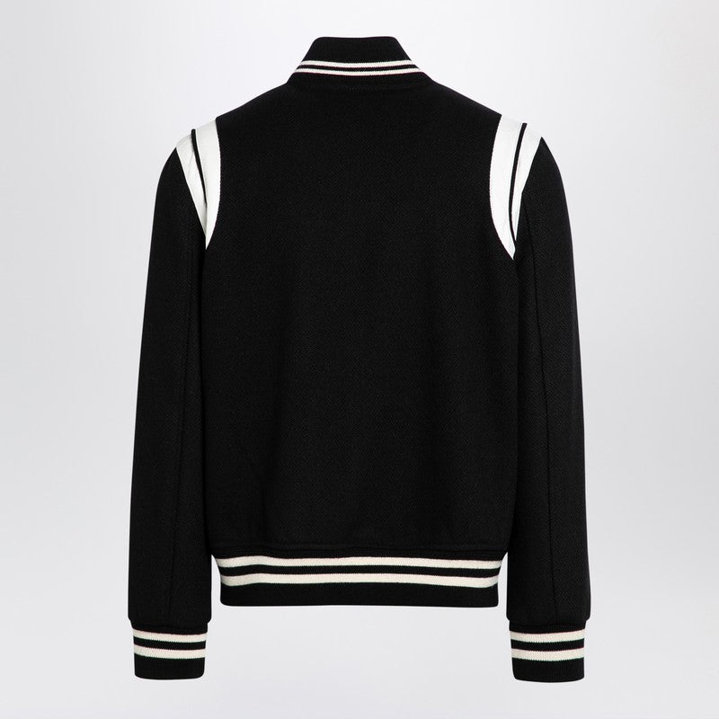 Saint Laurent Black/white wool bomber jacket