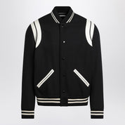 Saint Laurent Black/white wool bomber jacket