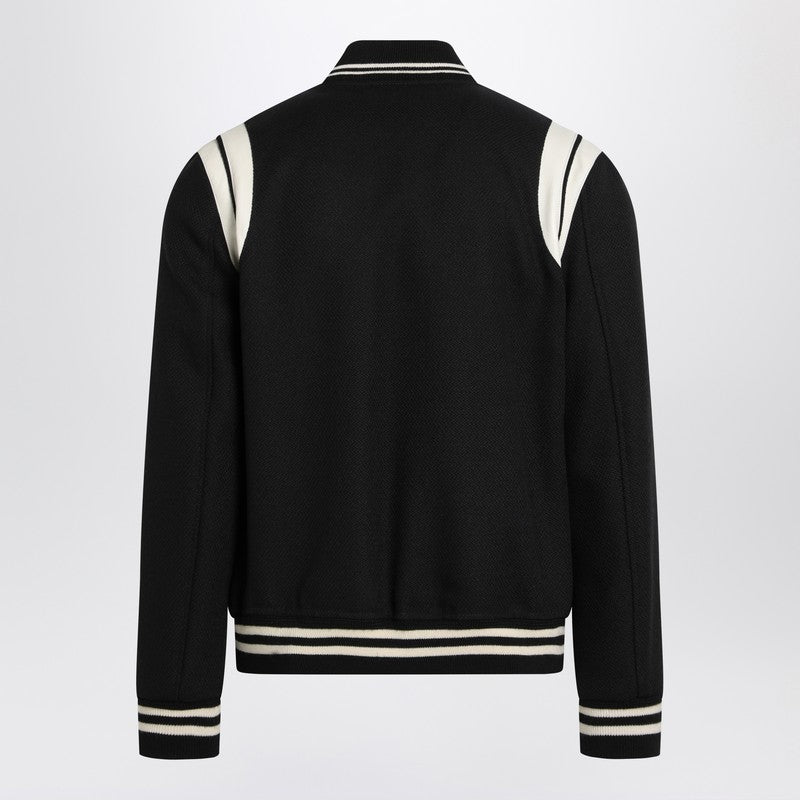 Saint Laurent Black/white wool bomber jacket