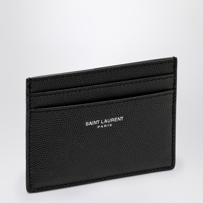 Porte-cartes en cuir noir Saint Laurent
