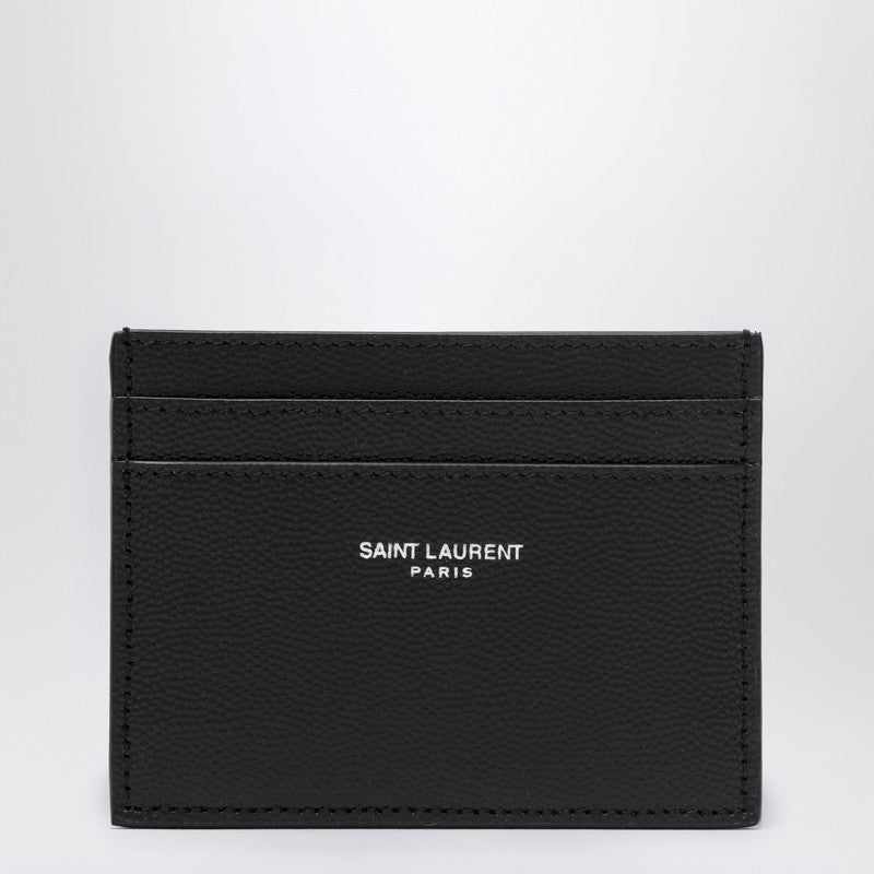 Saint Laurent Black textured leather card holder