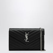 Saint Laurent Clutch with chain Cassandre in black lambskin