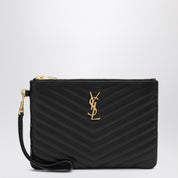 Saint Laurent Black Cassandre clutch in matelassÃ© leather