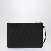 Saint Laurent Black Cassandre clutch in matelassÃ© leather