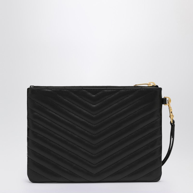 Saint Laurent Black Cassandre clutch in matelassÃ© leather