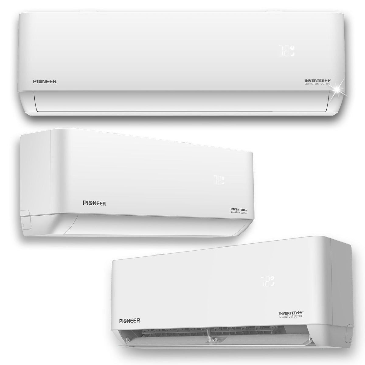 Pioneer Triple Split 36000 BTU 3-Ton Quantum Ultra Wi-Fi 22.5 SEER2 Energy-Star Multi (3) Zone Wall Mount Air Conditioner Heat Pump 230-Volt - WYT040GLSI24M4-12W-12W-12W