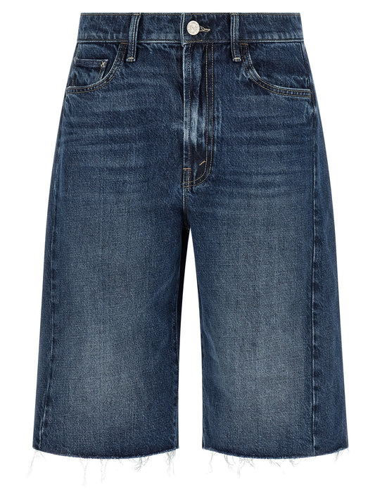 Mother The Half-pipe Bermuda Fray Shorts — Denim Bermuda