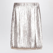 Róhe silver sequin pencil skirt — front slit elegance