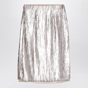Róhe silver sequin pencil skirt — front slit elegance
