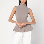Róhe Sleeveless Taupe Mélange Cashmere-Blend Top