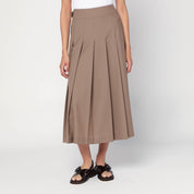 Khaki Wool Pleated Midi Skirt — Róhe