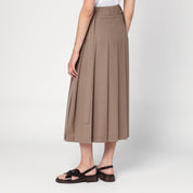 Khaki Wool Pleated Midi Skirt — Róhe