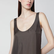 Róhe Earth-tone Silk Dress — Sleeveless U-Neck Midi (Women)