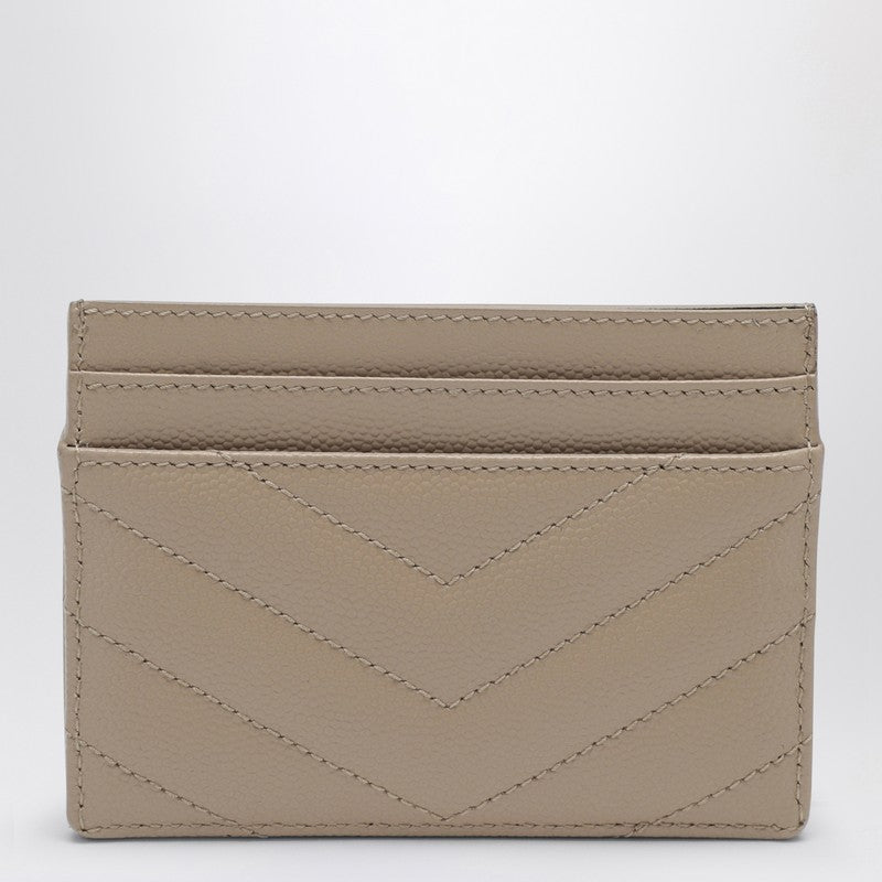 Saint Laurent Beige Monogram credit card holder in matelassé leather