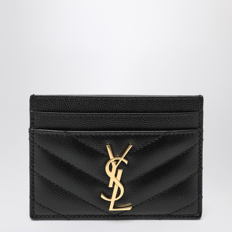 Saint Laurent Black Monogram credit card holder in matelassé leather