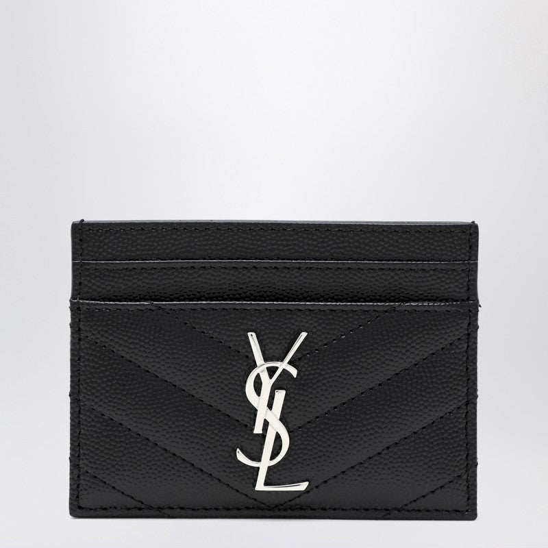 Saint Laurent Cassandre card holder in black leather